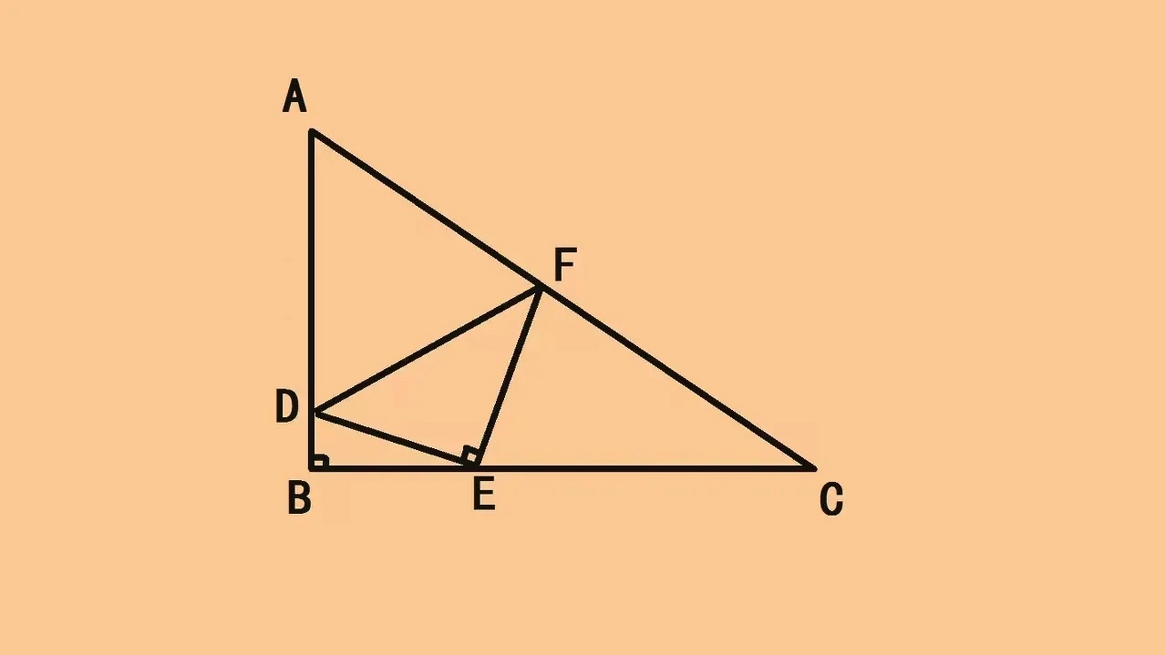 题目如图:已知abc是直角三角形,ad =af =fc =ec,△def是等腰直角三角