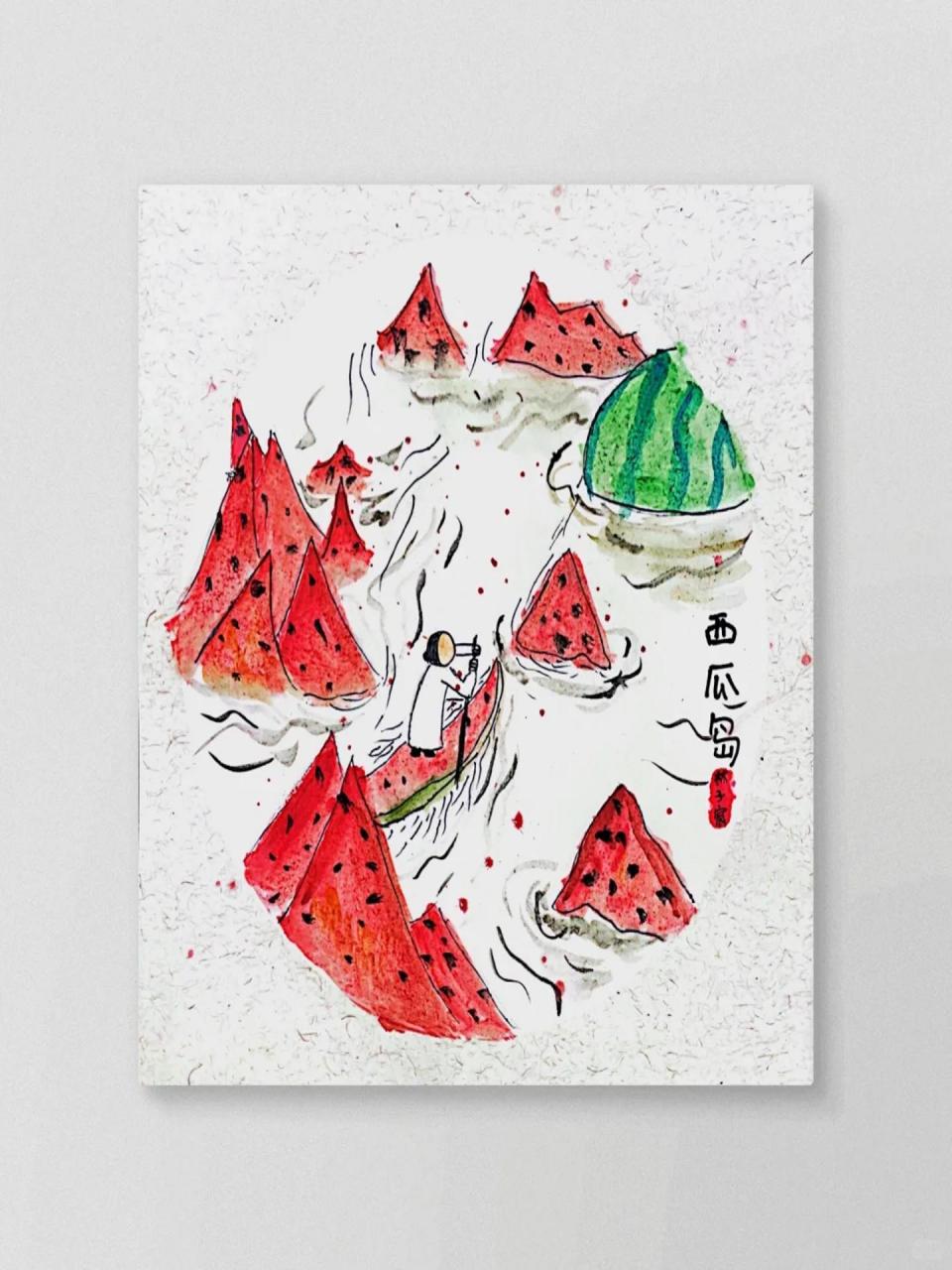 来自一年级的学生 夏天的主题少不了西瓜91 鱼山这组图太美啦99