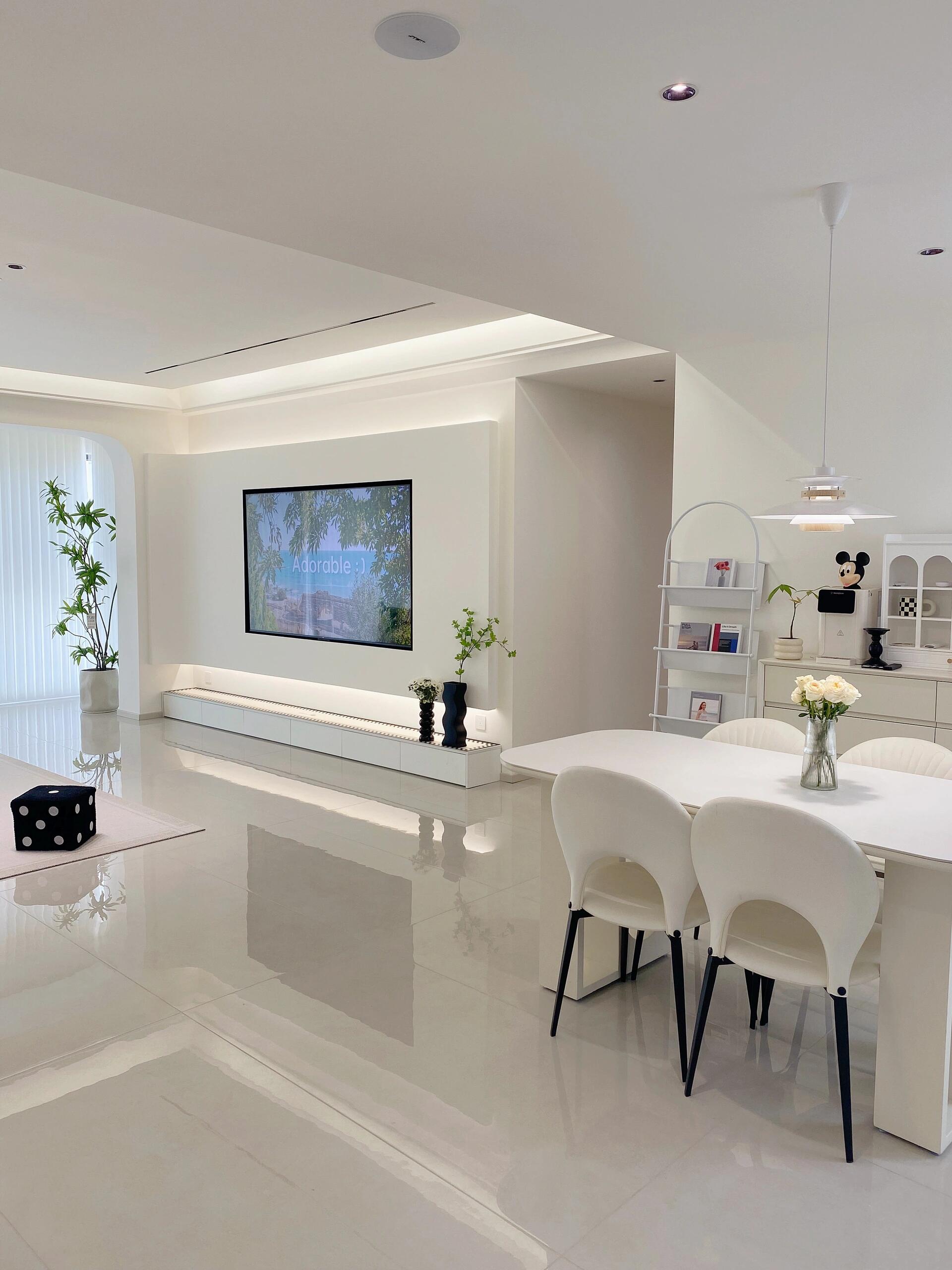 房子12层房屋内置什么颜色暖白色乳胶漆效果图法式轻奢的地砖用米白色