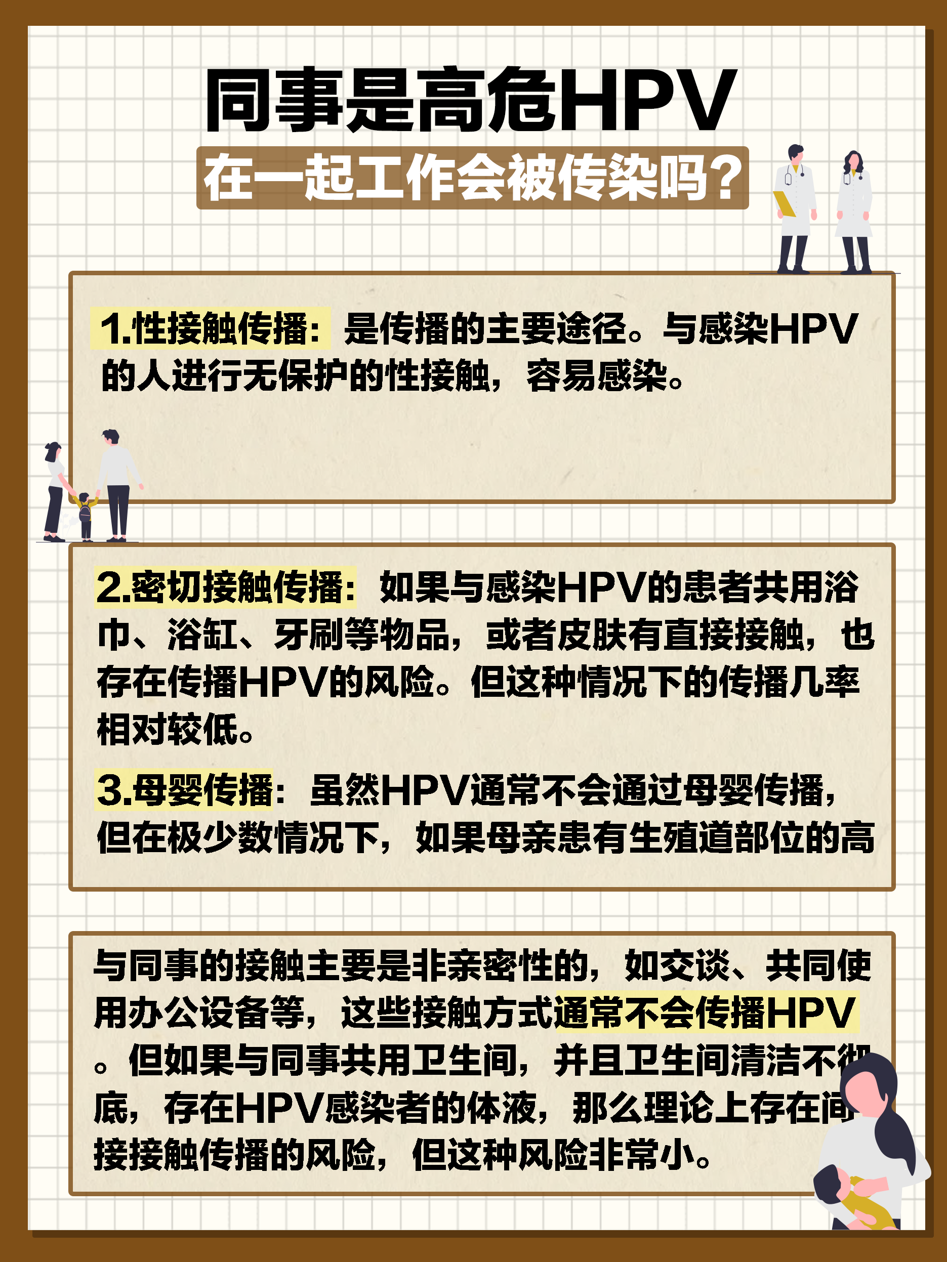 和高危hpv患者在一起工作会被传染吗?