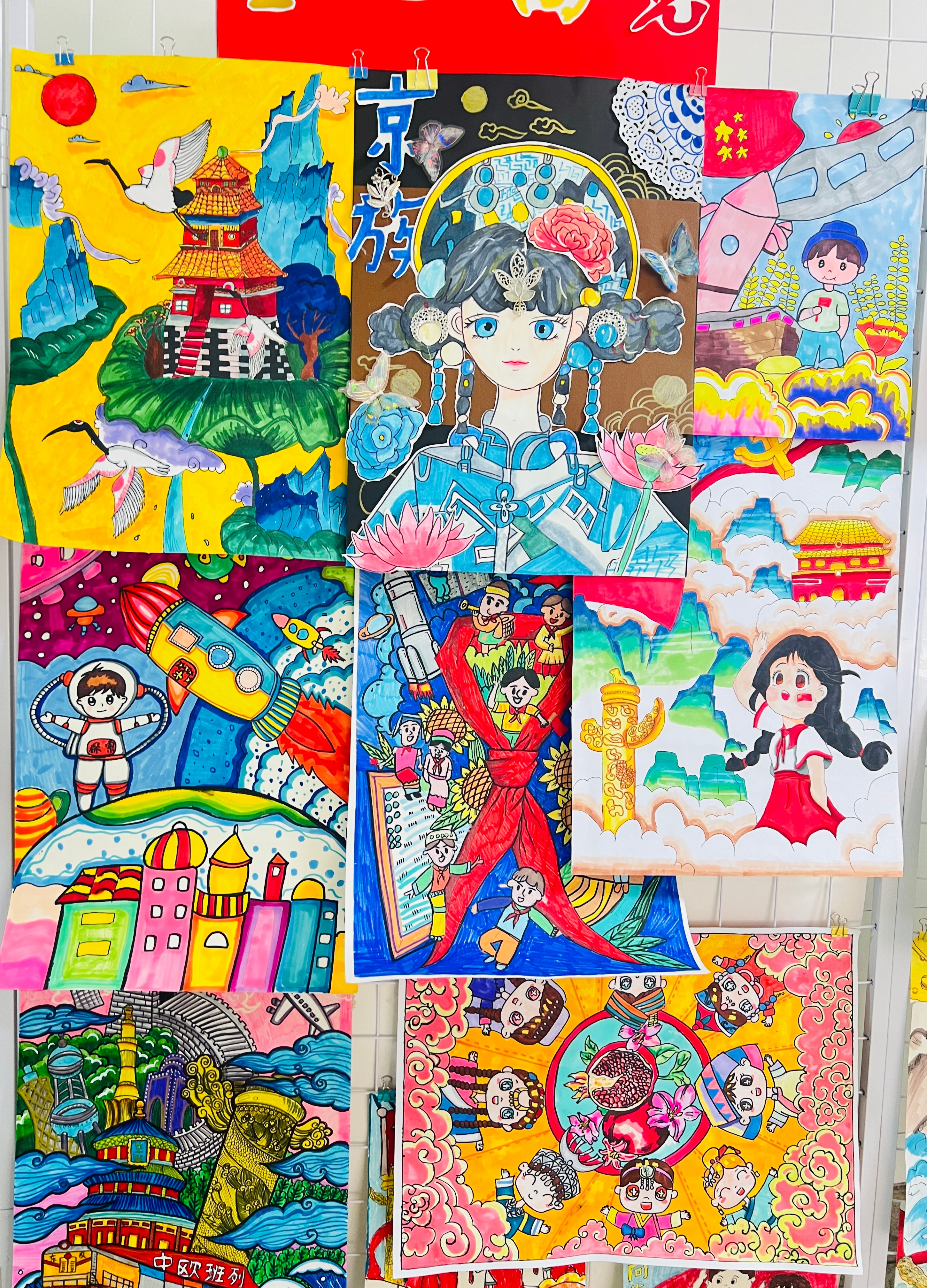 惊艳了时光,孩子们好棒 ~ 我们学校刚刚举办了"庆六一书画展",每一幅