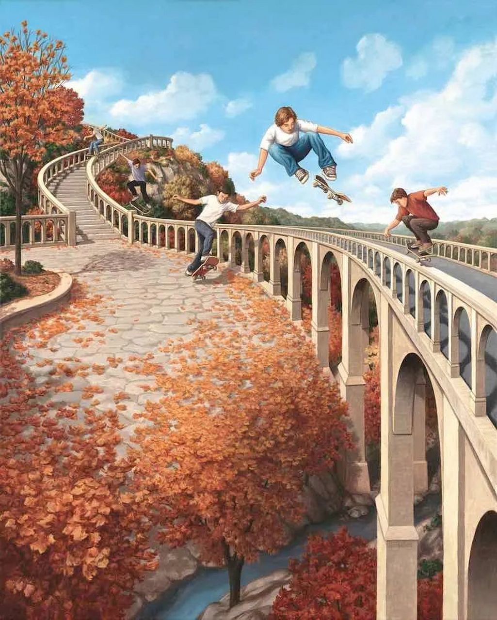 超越维度的视幻觉画作,打破空间与时间,让画里的场景,仿佛充满了魔力