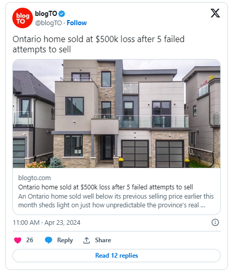 多伦多公寓买入两年血亏$25万!专家:房价即将逆转!