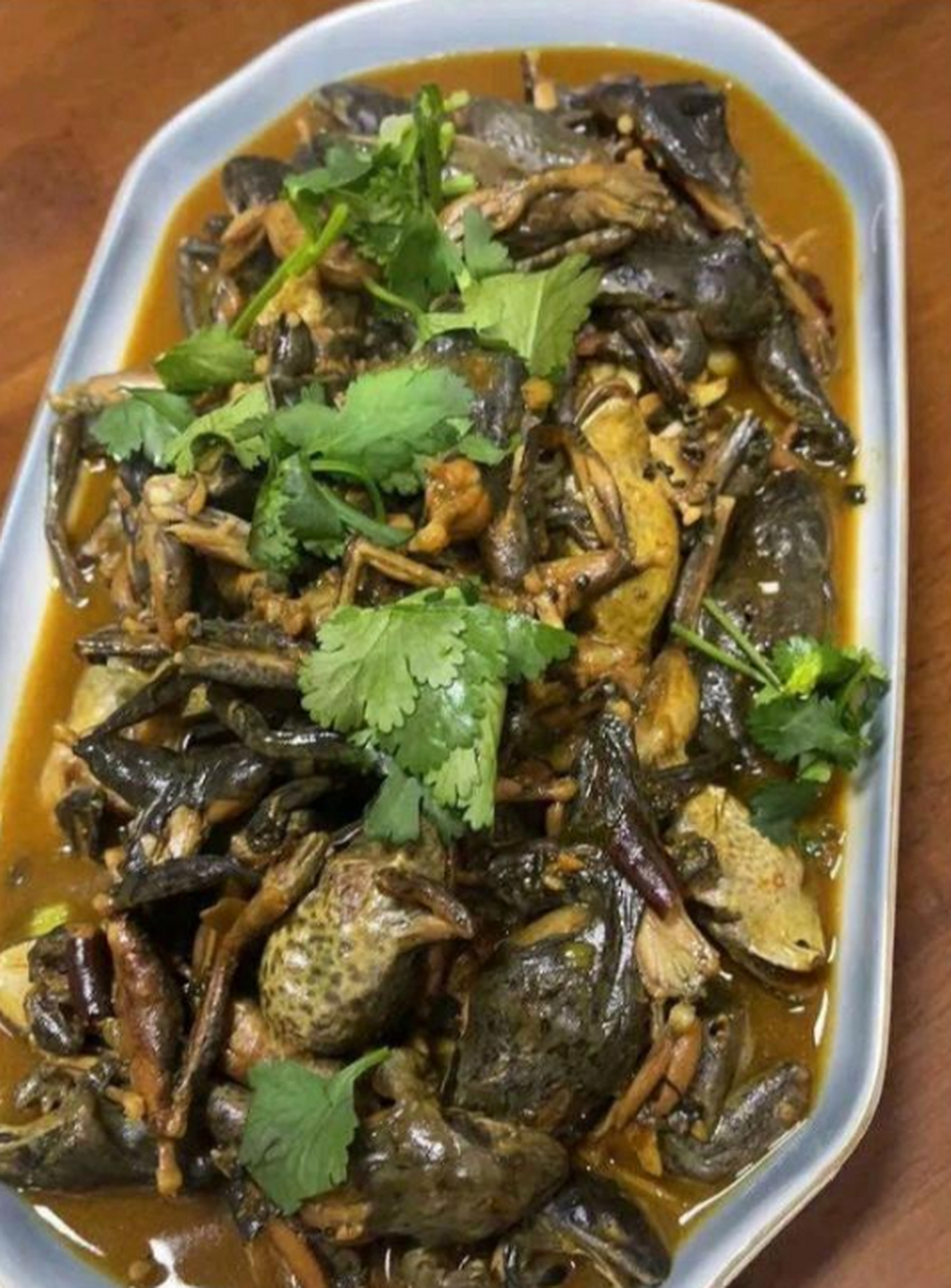 周末老公特意给我做的林蛙,我看着都害怕没有一点食欲