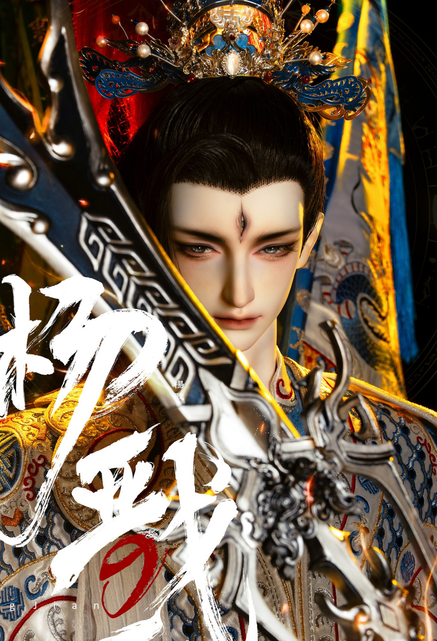 模型欣赏:龙魂人形社 搜神传记 二郎神杨戬,姑且携风纵马,手执三尖