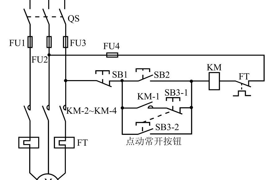 图解交流接触器接线图带点动电机点动控制电路图交流接触器开关接线图
