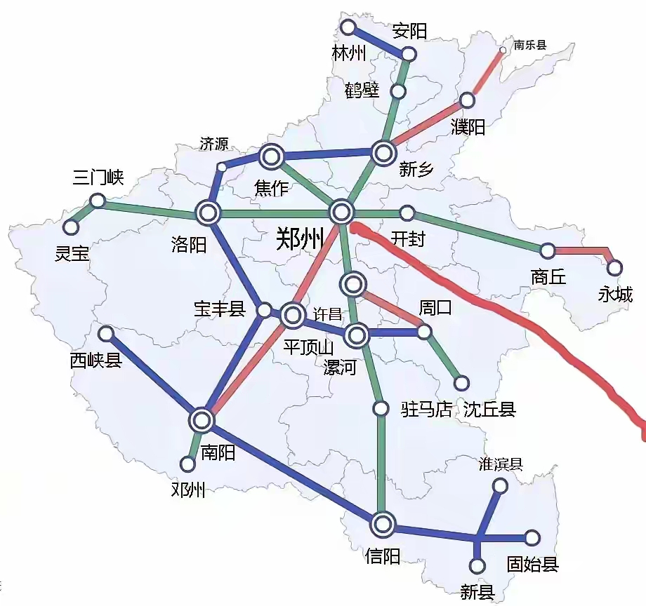 河南要修高铁大环线,目前已成四分之三,  围着郑州市修的环河南省高铁