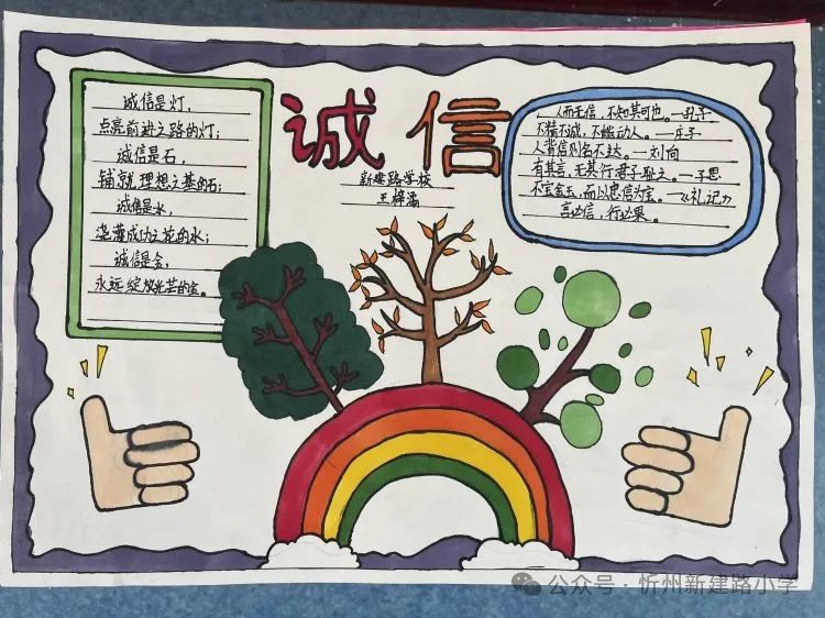 忻府区新建路学校师生共创"信义忻府 诚信少年"手抄报