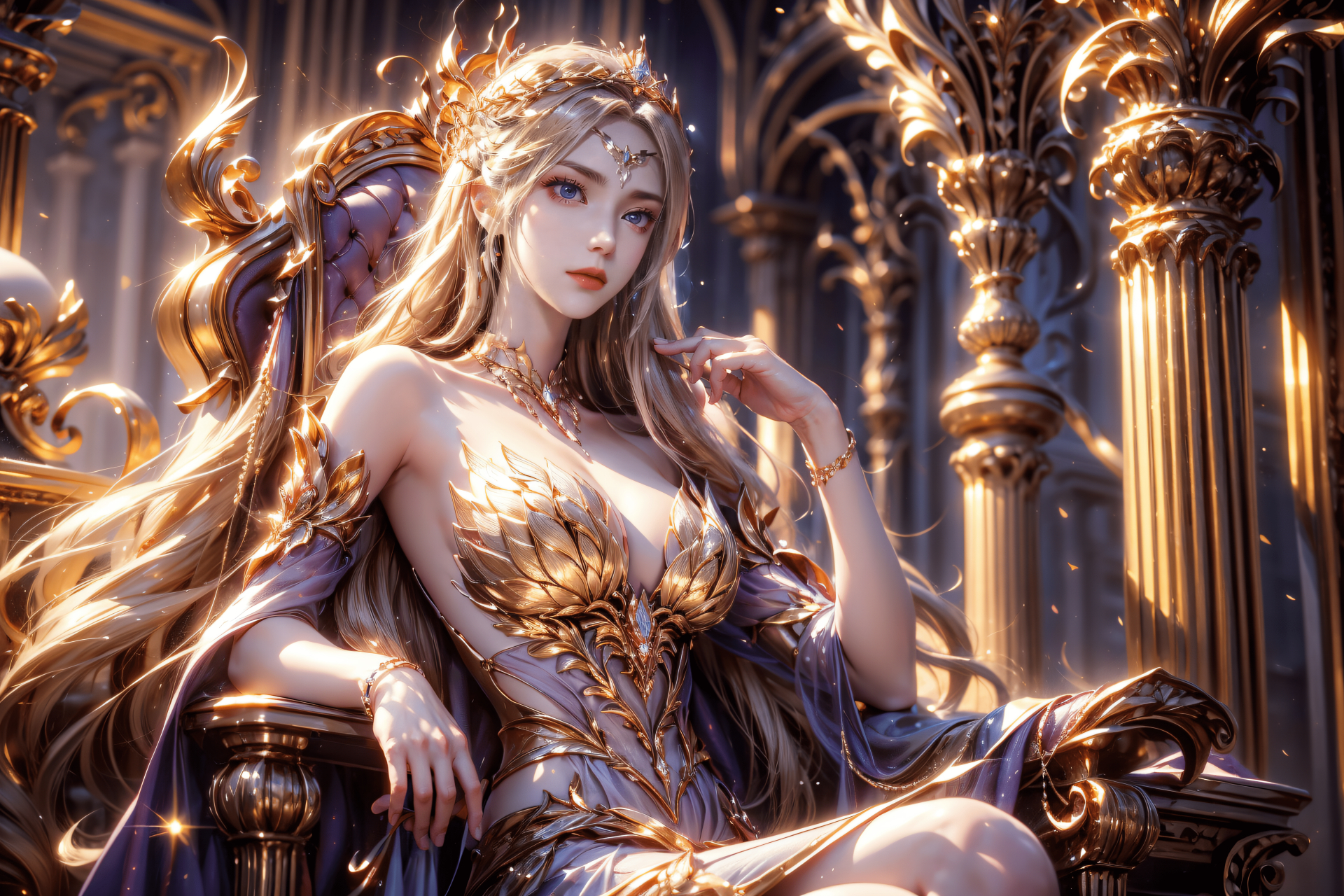 ai高清壁纸~千仞雪~金色流光 #斗罗大陆千仞雪# #国漫女神# #斗罗大陆