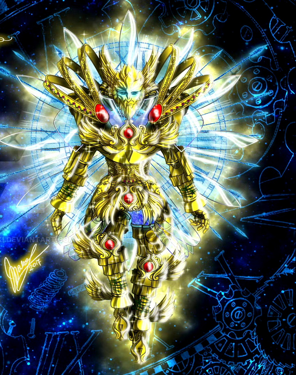 画师sekishiki绘制的时间之神柯罗诺斯的神衣,展现了其圣衣和着装的