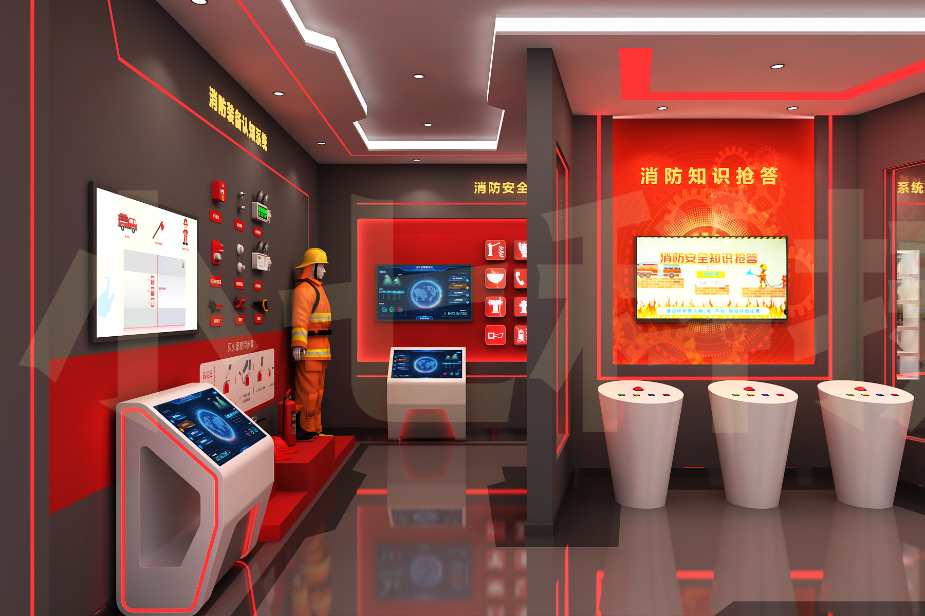 全新vr消防安全展厅,真实火灾场景沉浸式体验!抢答,装备试穿