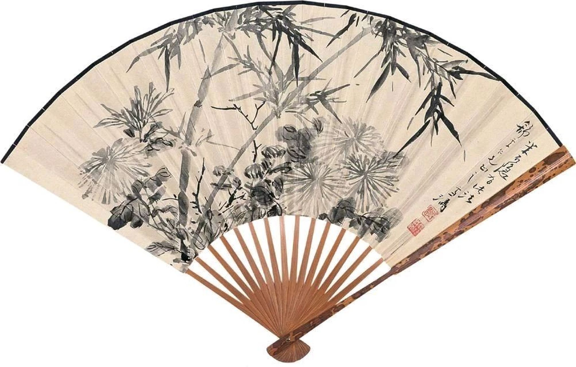 王雪涛小写意花鸟扇面,罕见!清气袭人,绝妙!