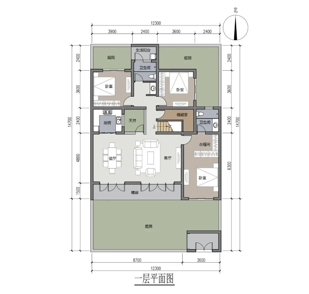 275㎡水聚天心合院,四水归堂围合生活的理想乐园