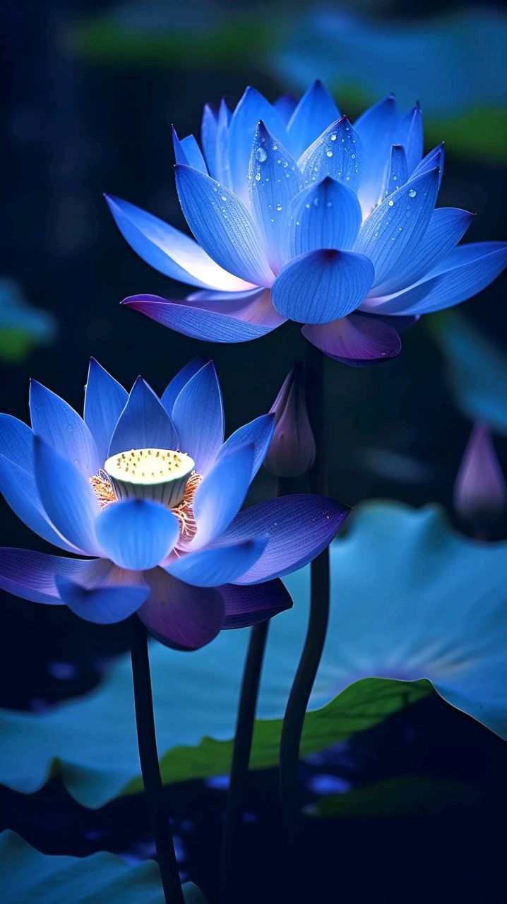分享蓝色莲花图片.