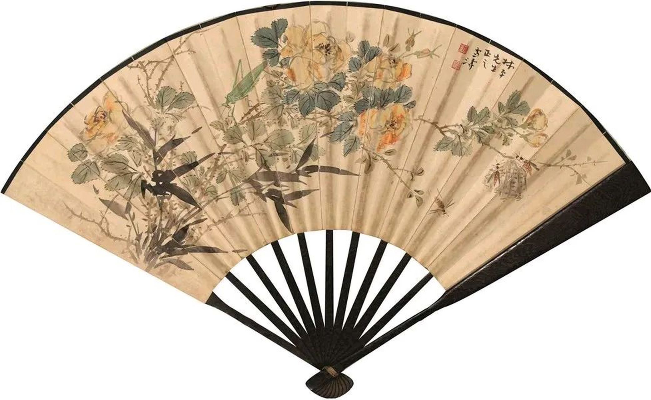 张雪涛极品小写意花鸟,扇面佳作,罕见!