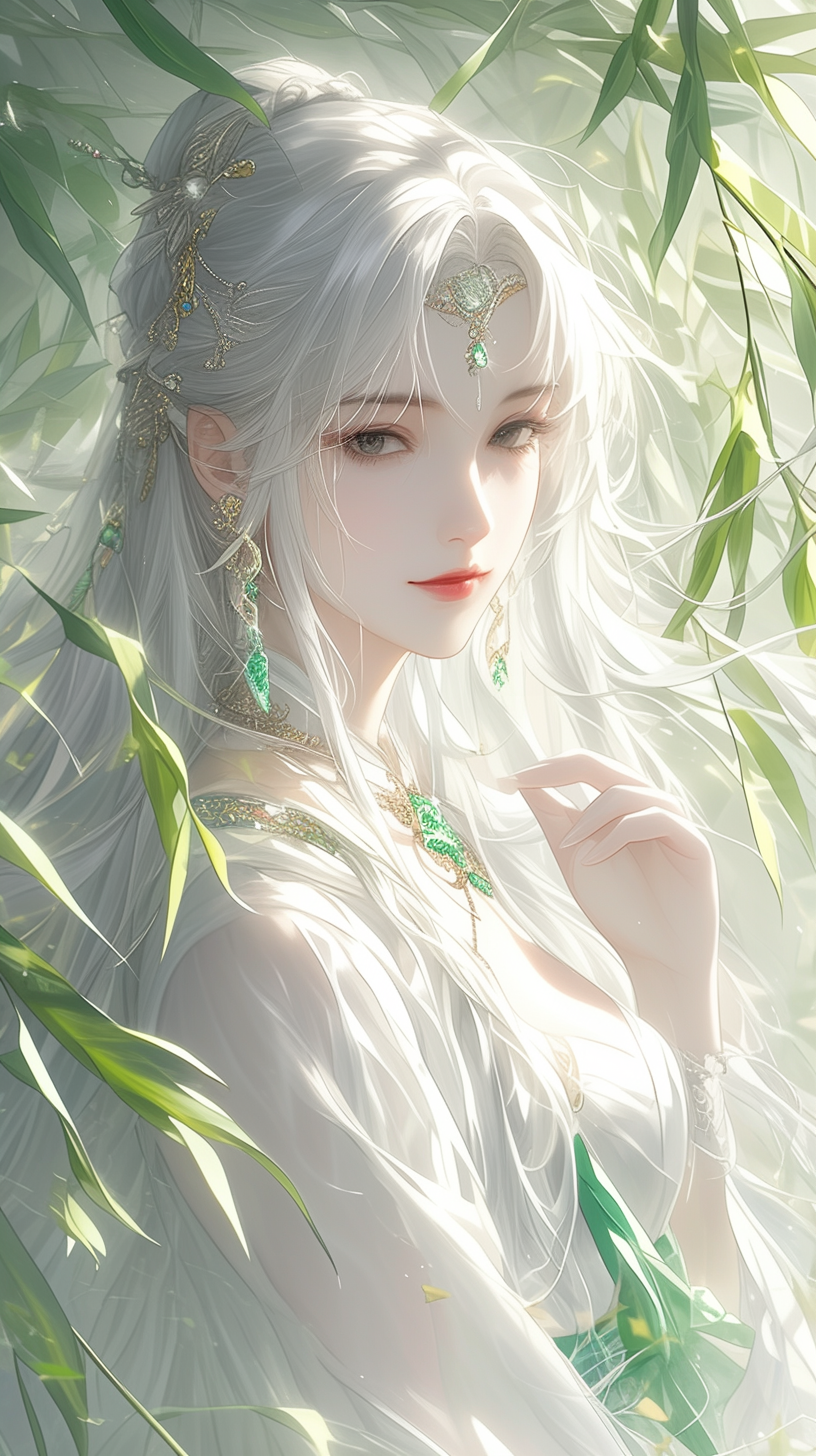 ai系古风竹林美人壁纸