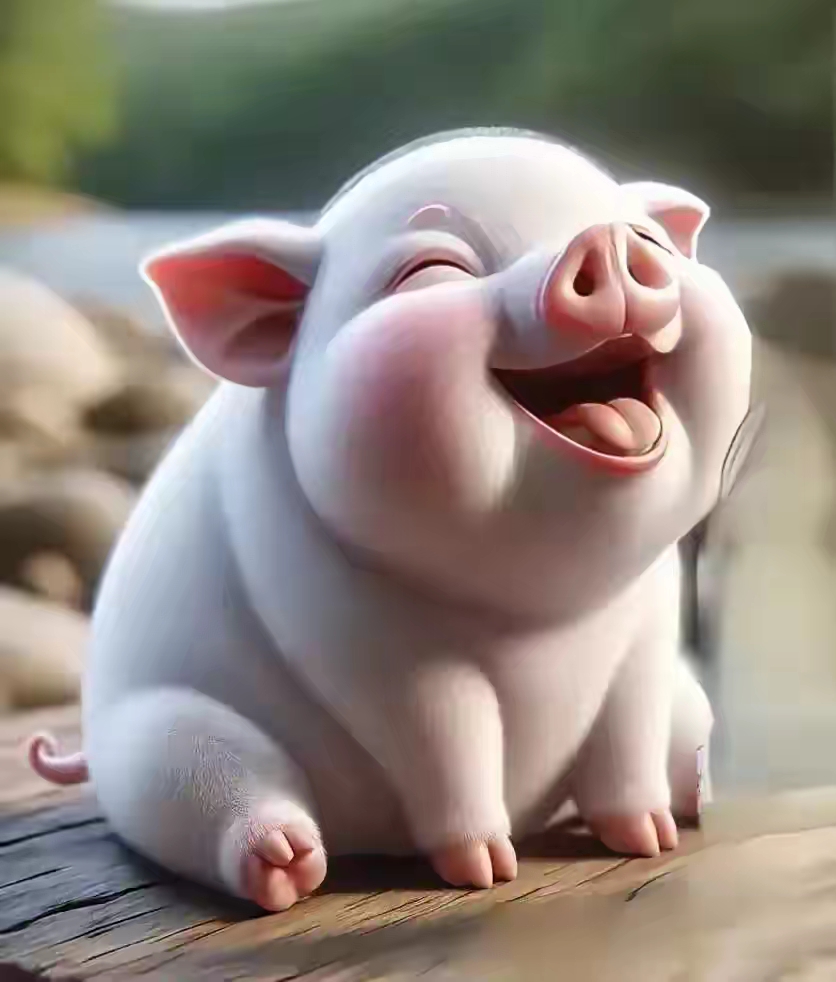 乐呵小猪,可可爱爱,笑容很治愈.每天都能像它一样开心该有多好啊!