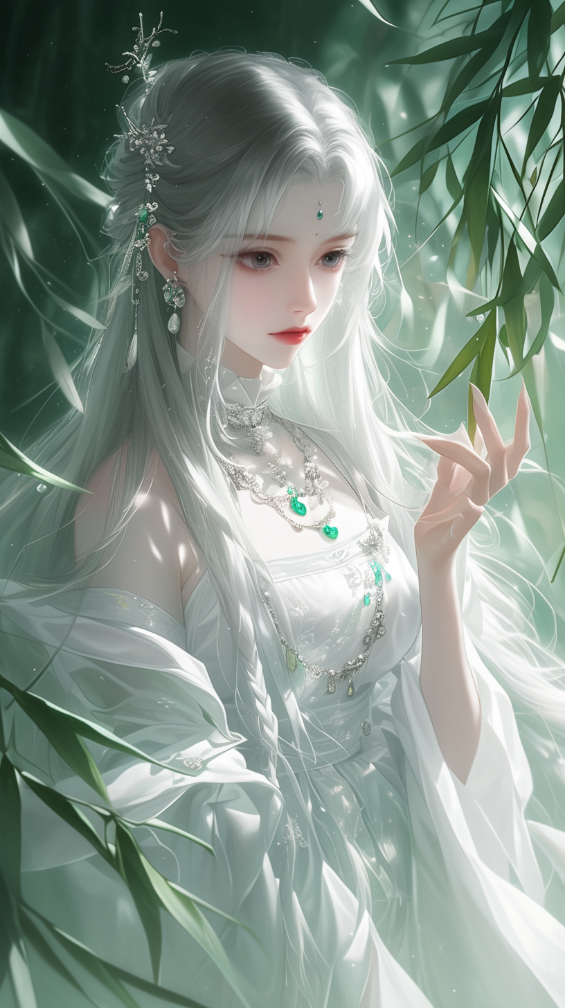 ai系古风竹林美人壁纸