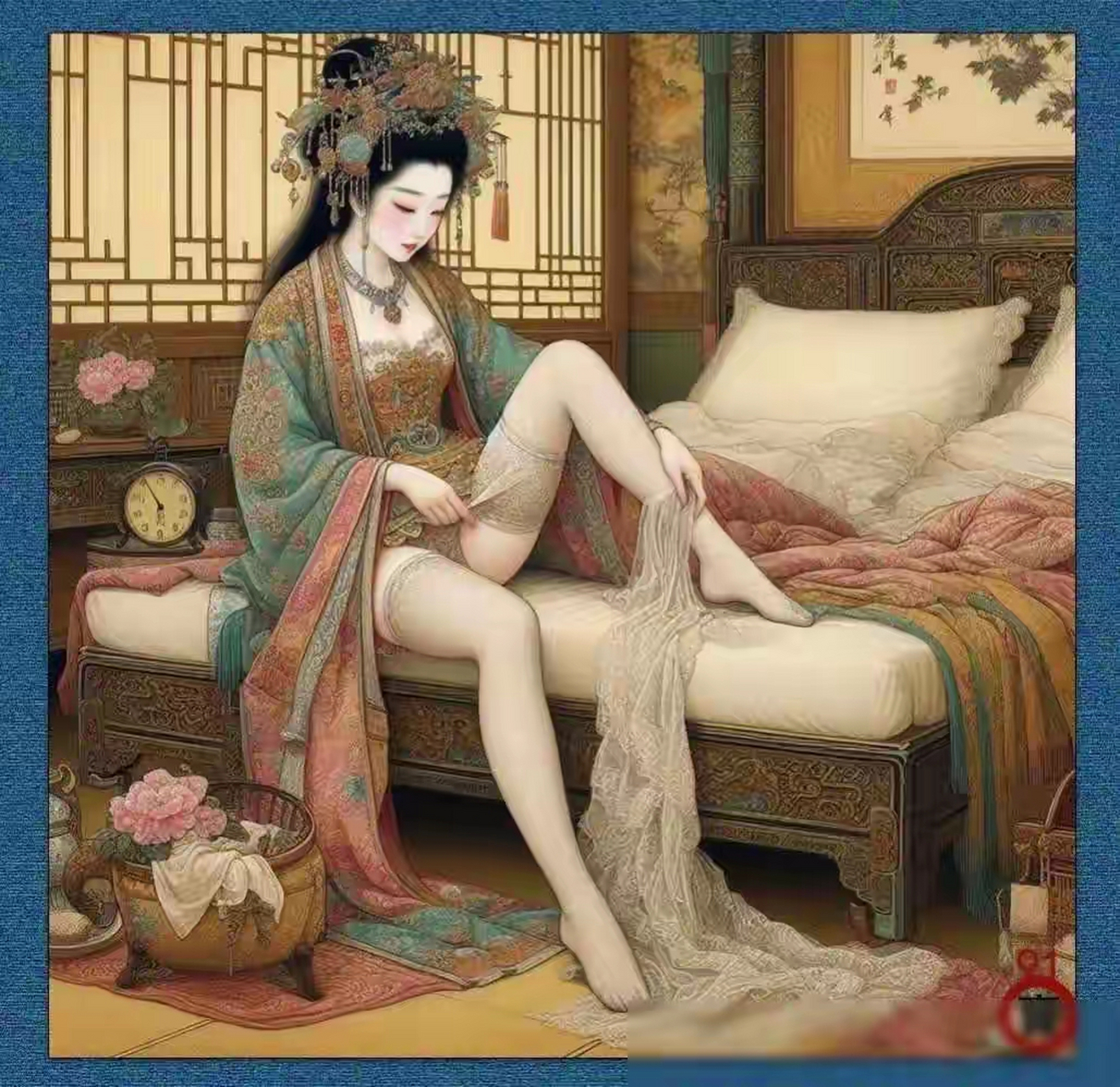 唐伯虎的画,价值一个亿. 我就是纳闷了黑丝袜是什么时候发明的?