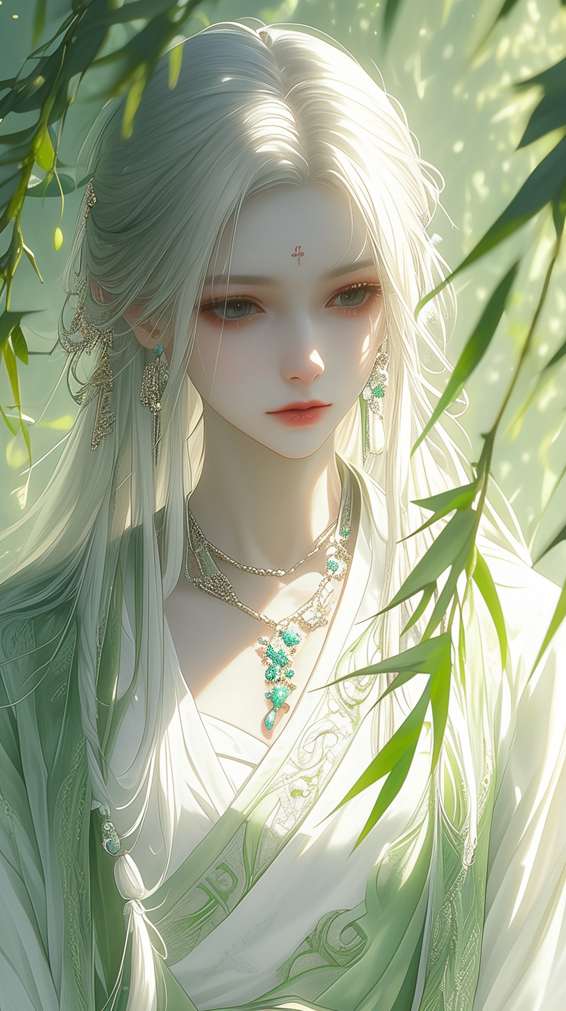 ai系古风竹林美人壁纸