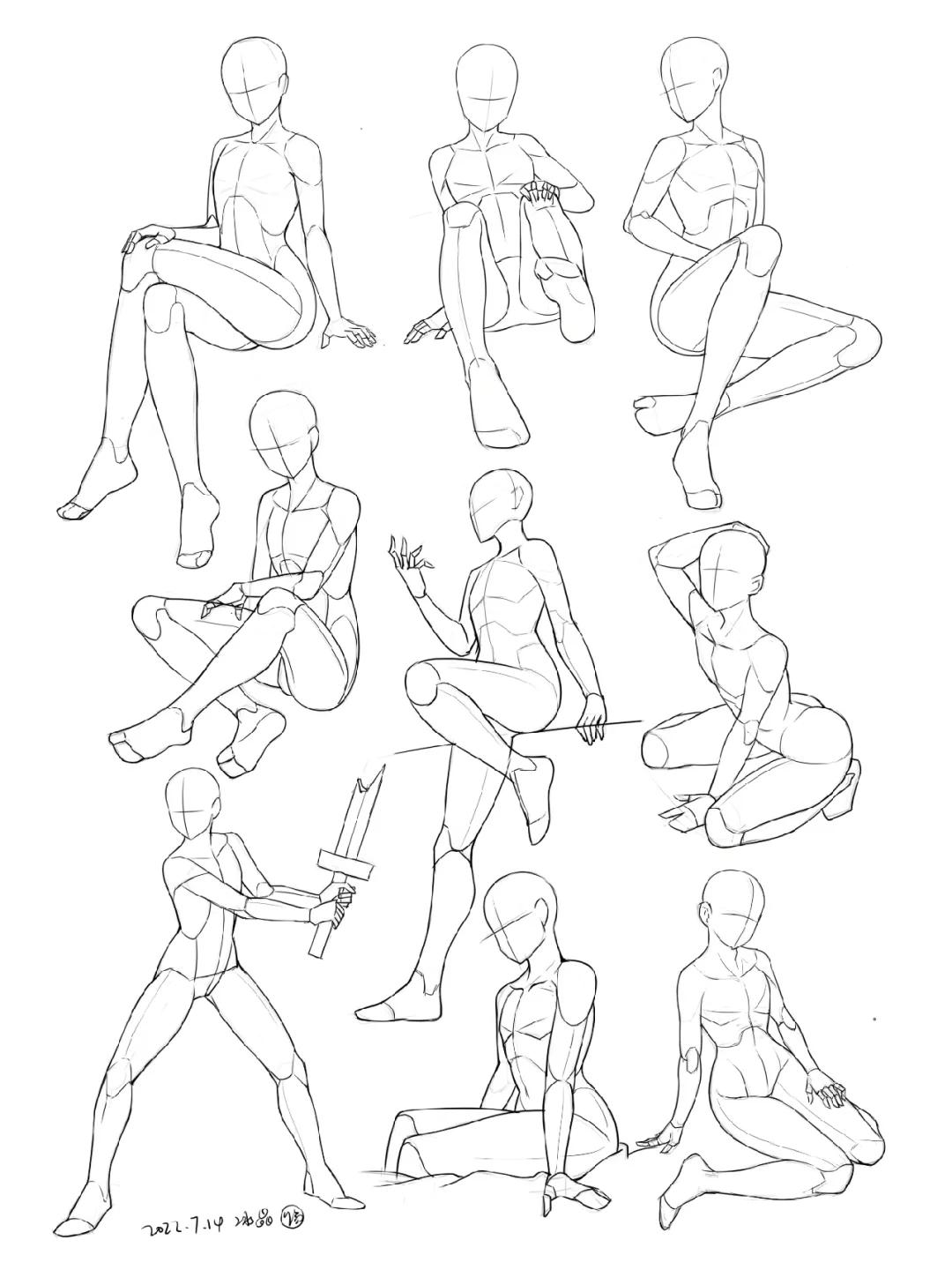 绘画打卡|人体动态练习|人体素材分享 图一是我的临摹练习,后面是我