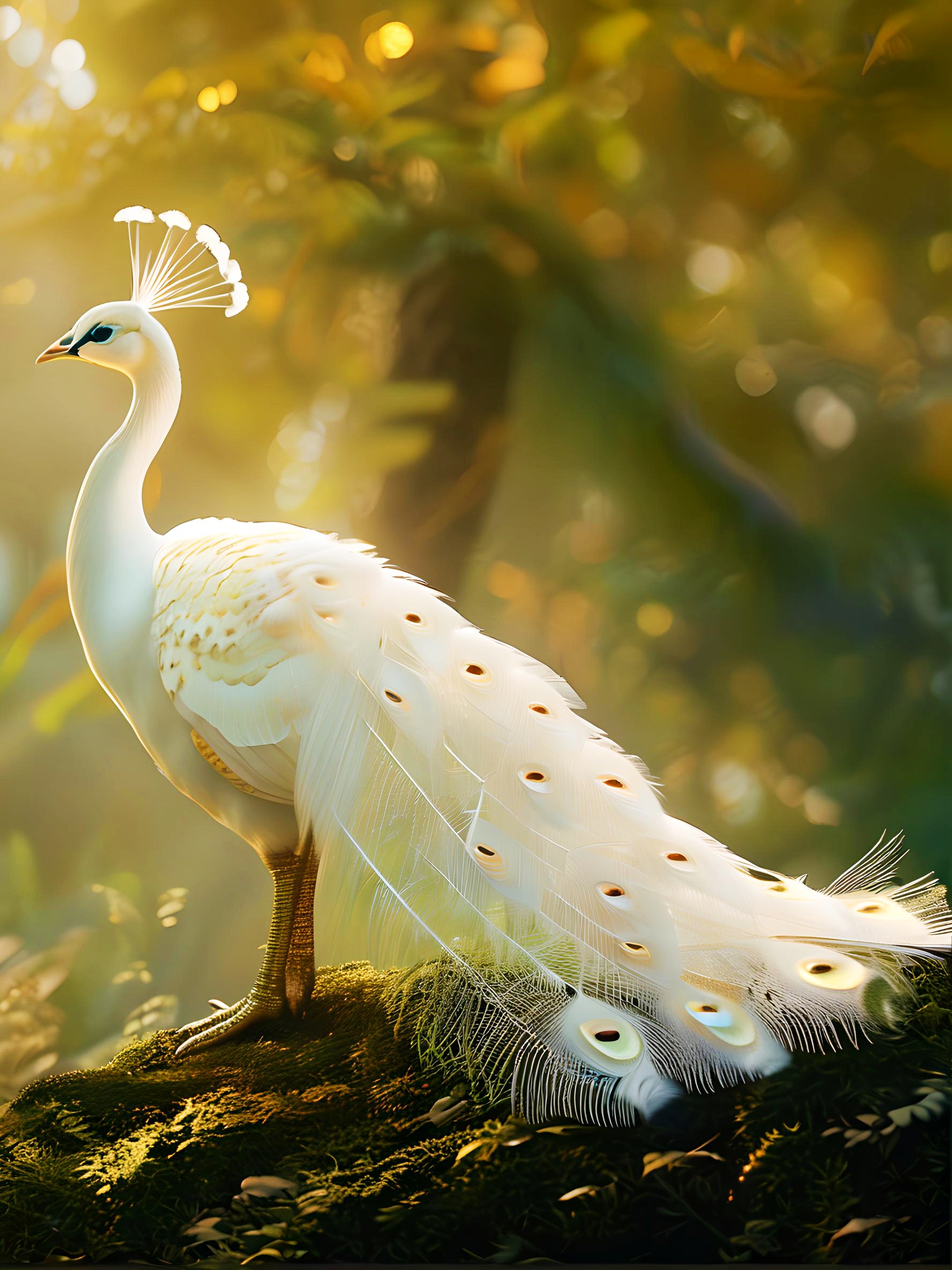 壁纸# #ai绘画# 白孔雀|祥瑞锦雀,美丽吉祥,前程似锦,未来可期!