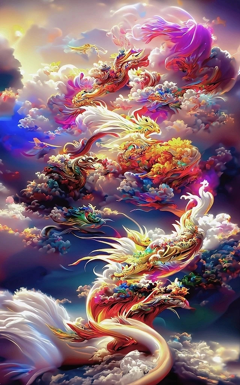 手机壁纸-龙飞凤舞,龙凤呈祥#动态连更挑战