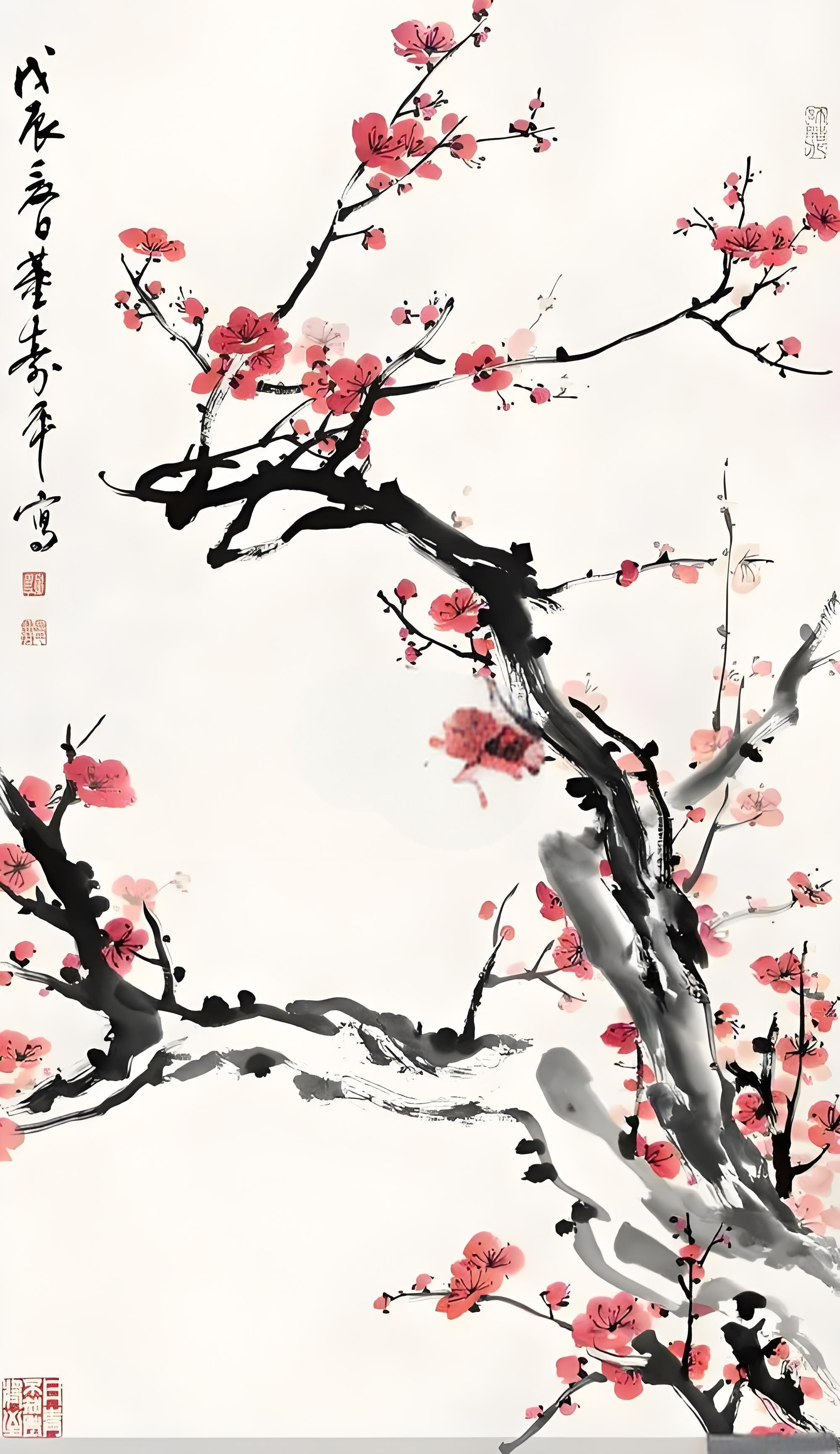 中国花鸟画中的名花卉——梅花【五十九】现代名家董寿平经典作品欣赏