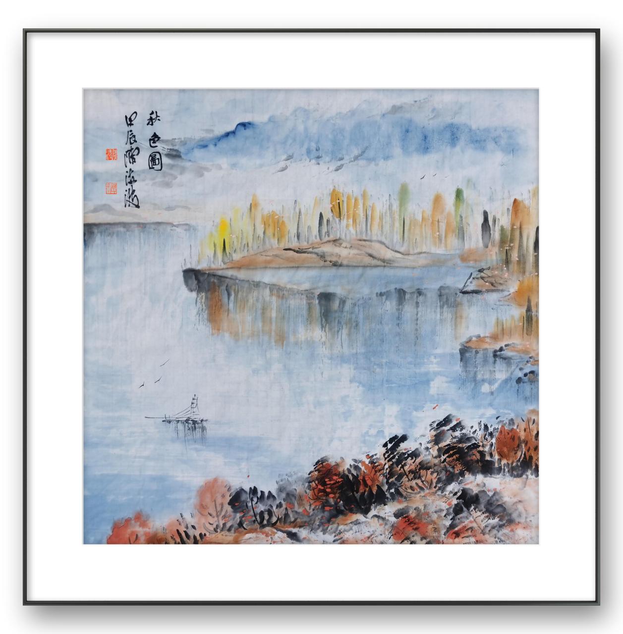 陈海波书画作品:《秋色图》(中国画,70x70cm,2024.05.20创作)2024.05.