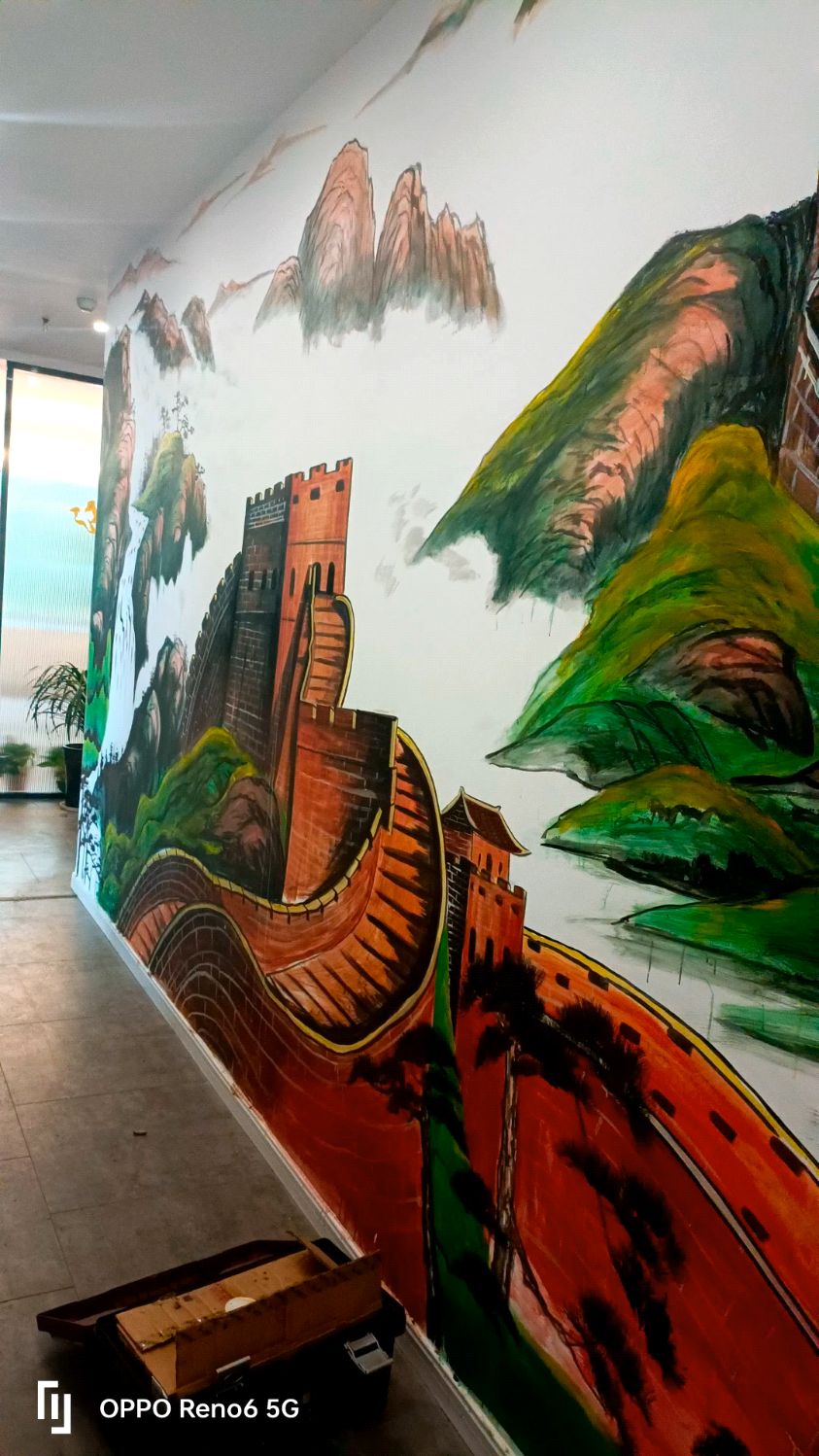 昆山墙绘壁画徐骥老师专业制作《万里长城永不倒》@徐骥