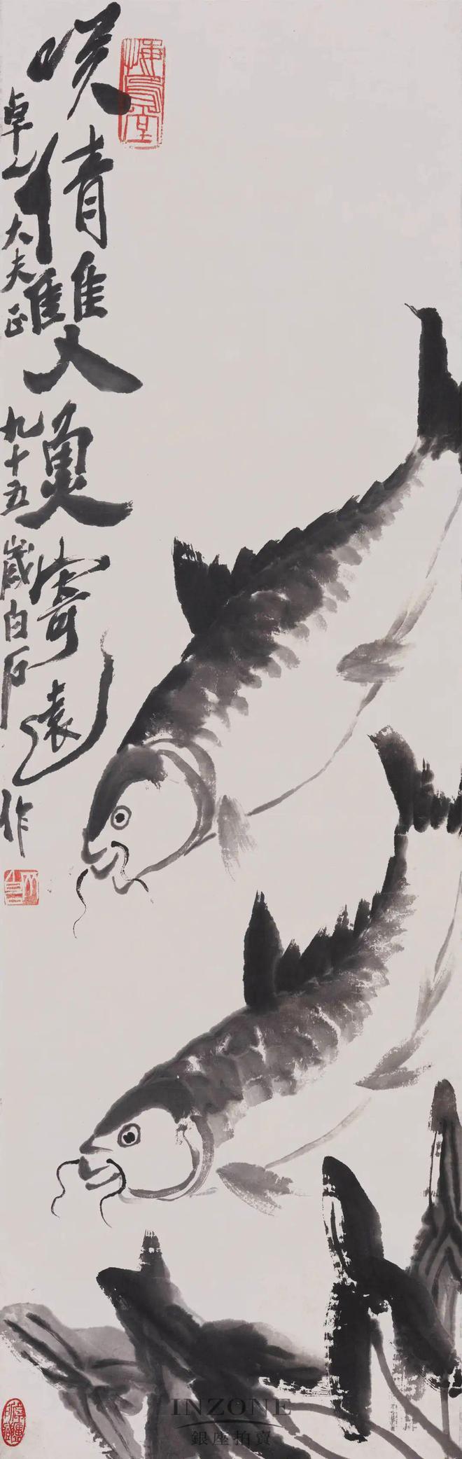如何送拍鉴定齐白石《双鱼寄远》,齐白石传人汤发周说,看鱼画法