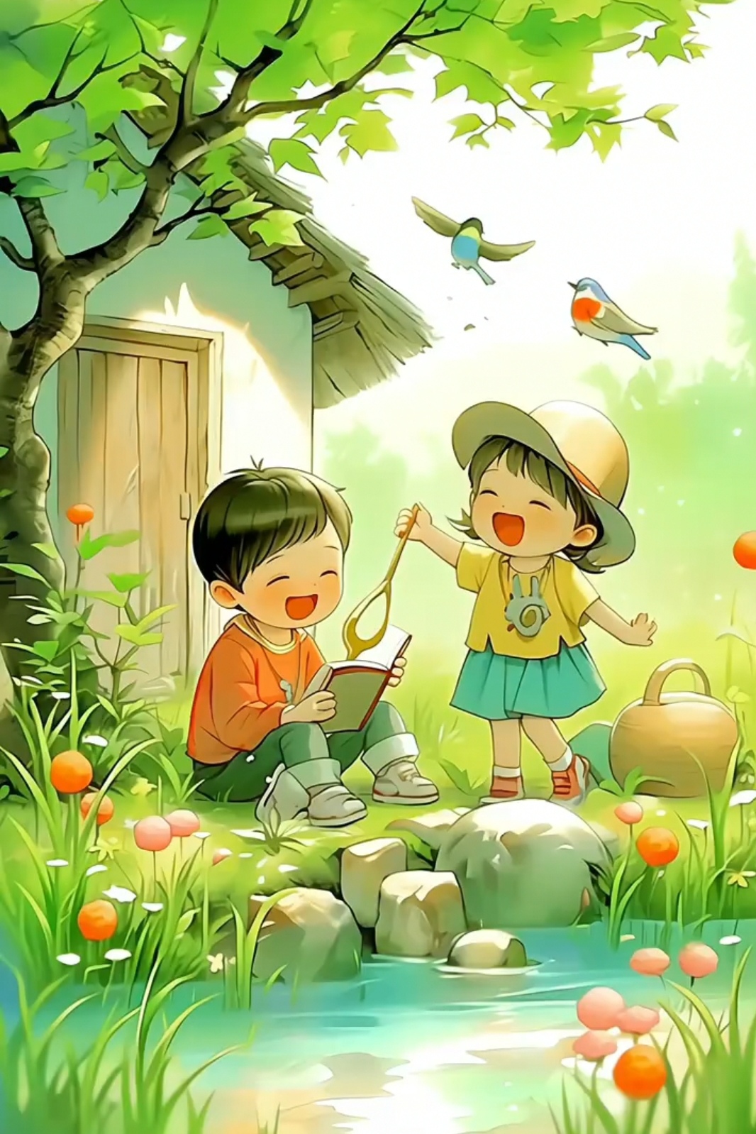 童年无忧无虑的快乐#插画#