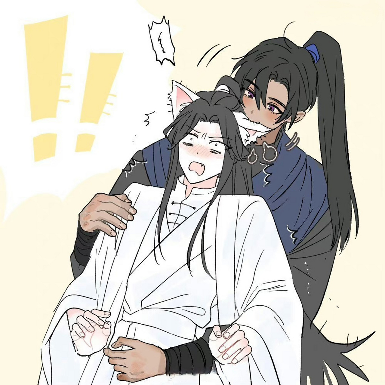 二哈和他的白猫师尊# 耳朵和尾巴都是敏感的部位,墨燃咬耳朵又揉尾巴