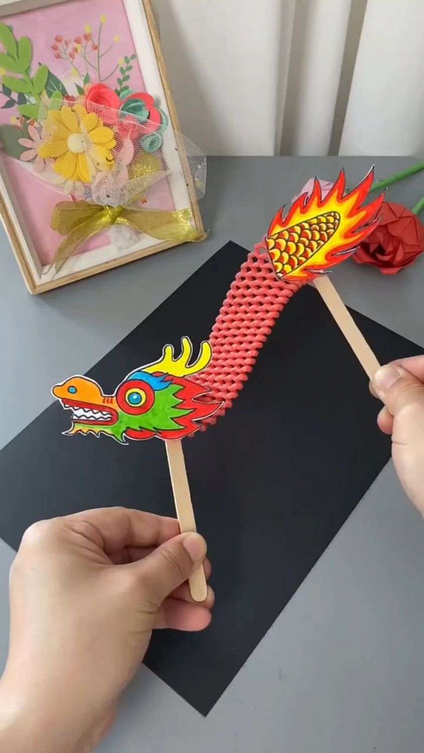 端午节要到了,用家里的水果网和孩子做个舞龙小手工吧