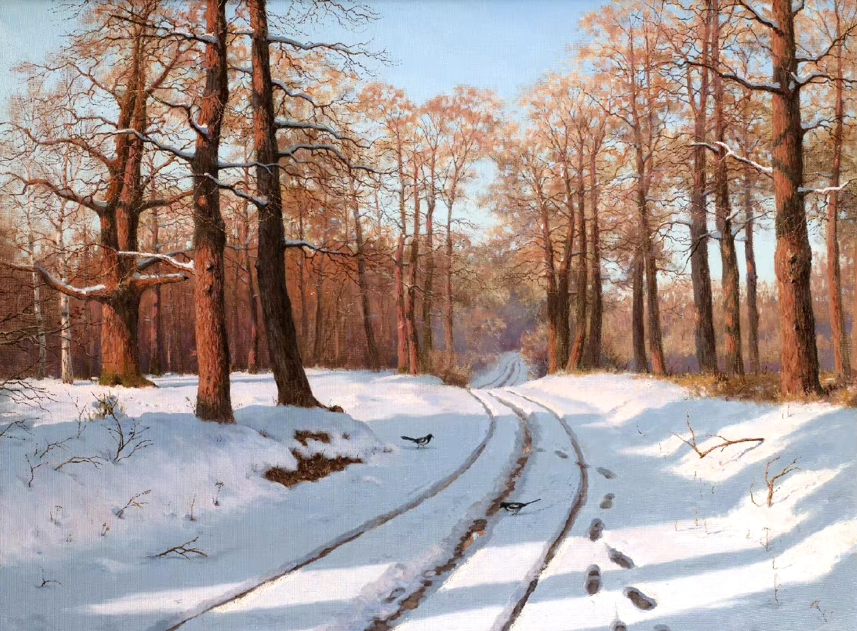 油画作品欣赏,用细腻的色彩描绘了四季的景色