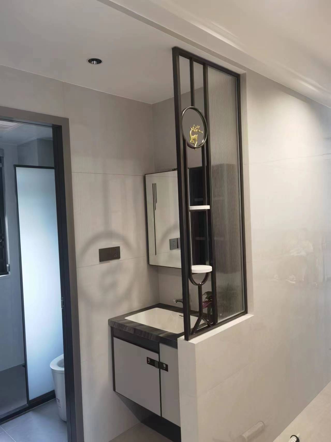 简约轻奢屏风隔断卫生间半墙遮挡客厅入户玄关装饰