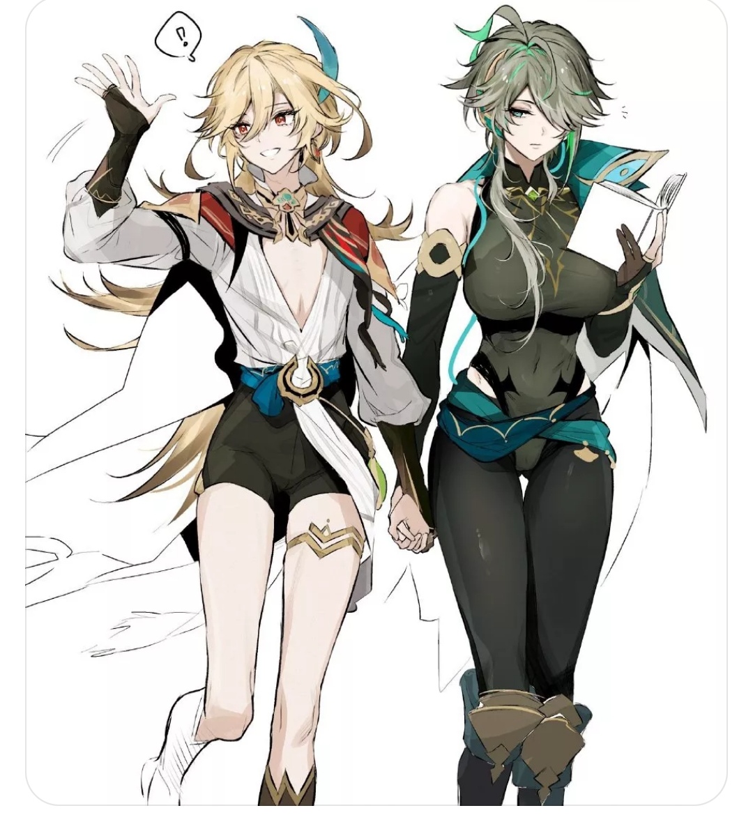 变成女孩子的卡维和艾尔海森原神