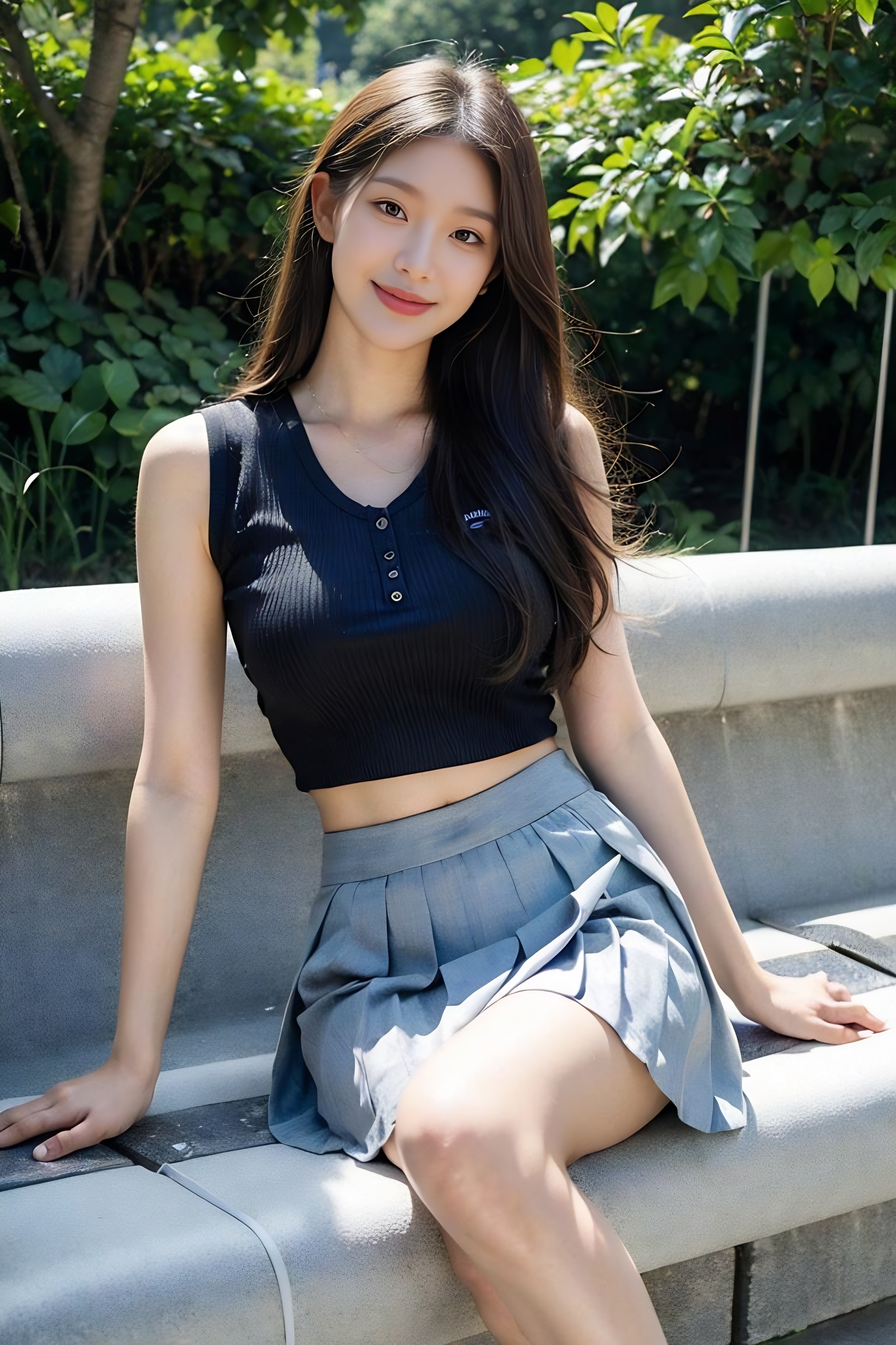 长椅上的清纯少女