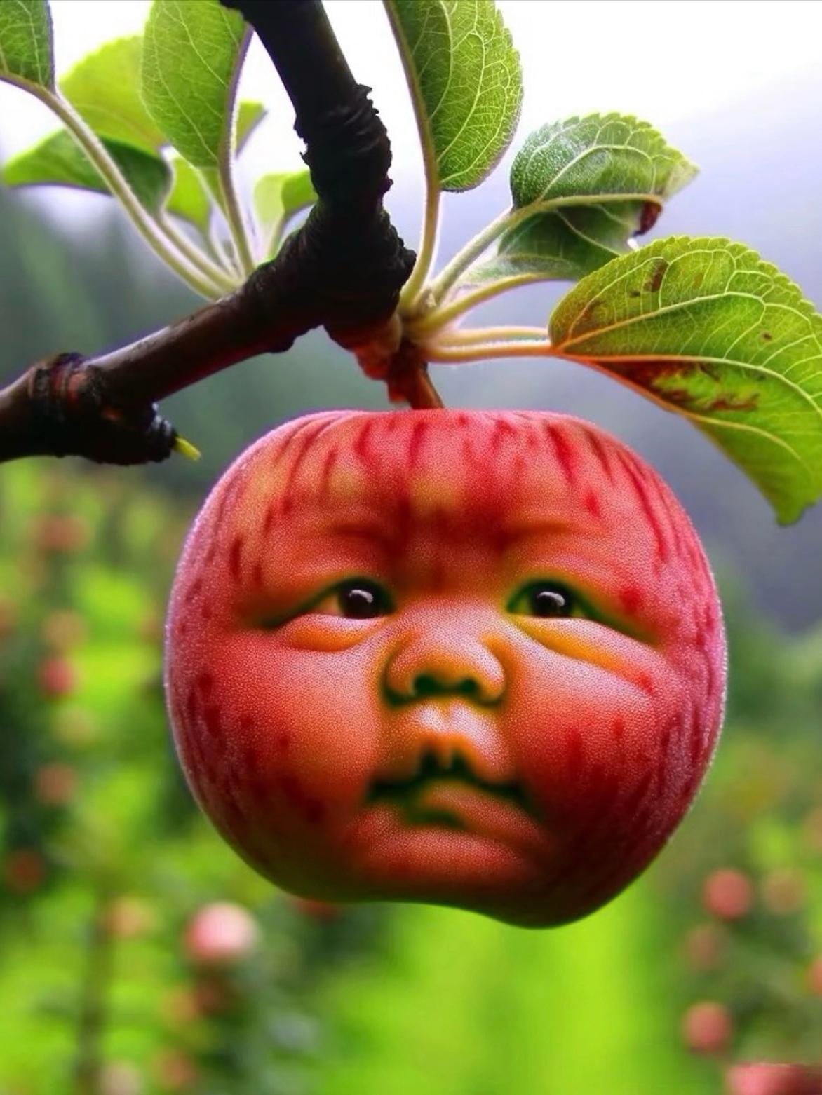 你见过像这样宛若受委屈的孩童脸庞的苹果吗?