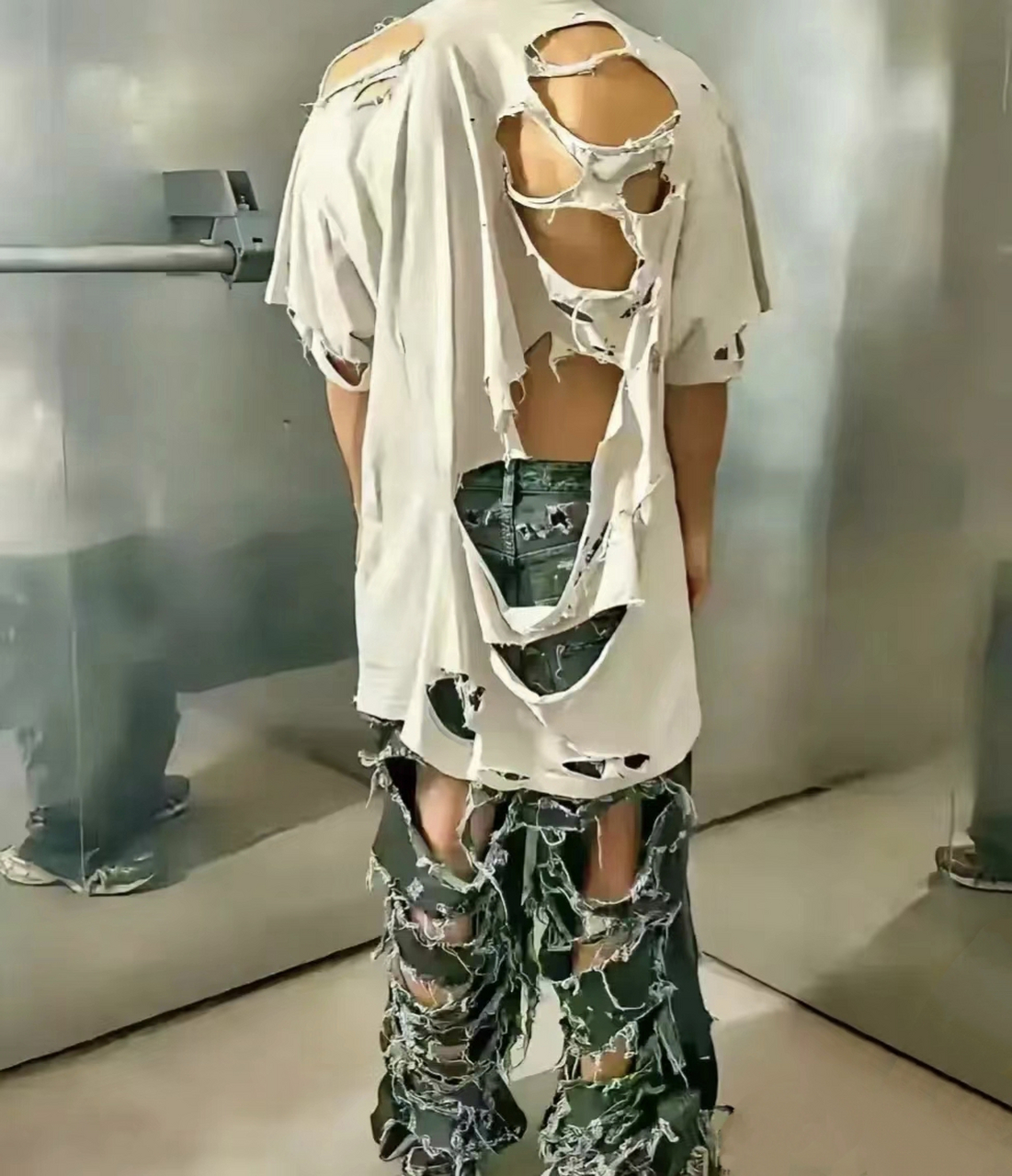 我们厂有一名小伙每天穿着这套破破烂烂的衣服,他不想着努力奋斗去