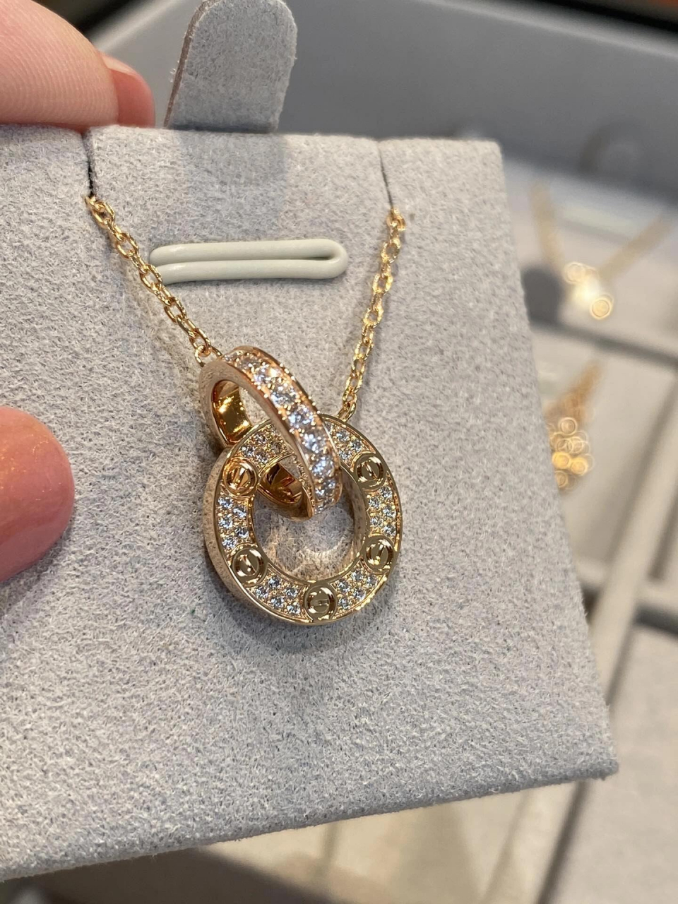 cartier卡地亚love满天星满钻双环项链