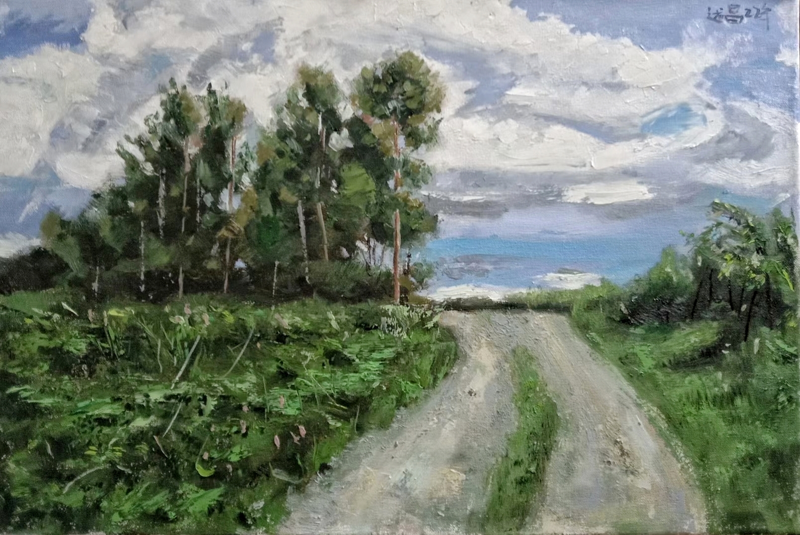 油画家陈述昌的刮刀风景油画