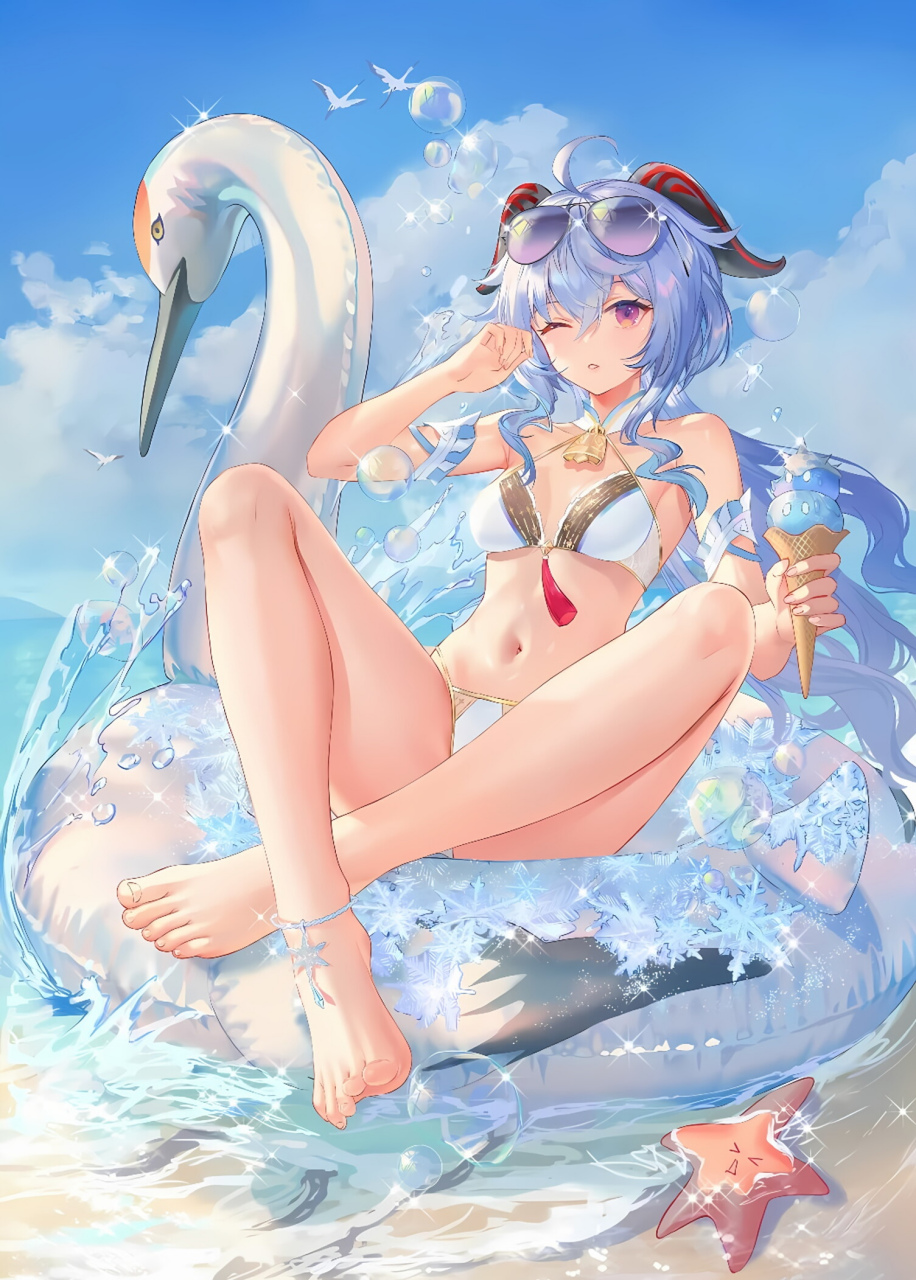 穿泳装的甘雨也太美丽了吧#原神