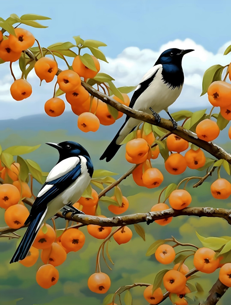 喜鹊枝头叫,好运要来到,喜鹊叫喳喳,好运到我家.