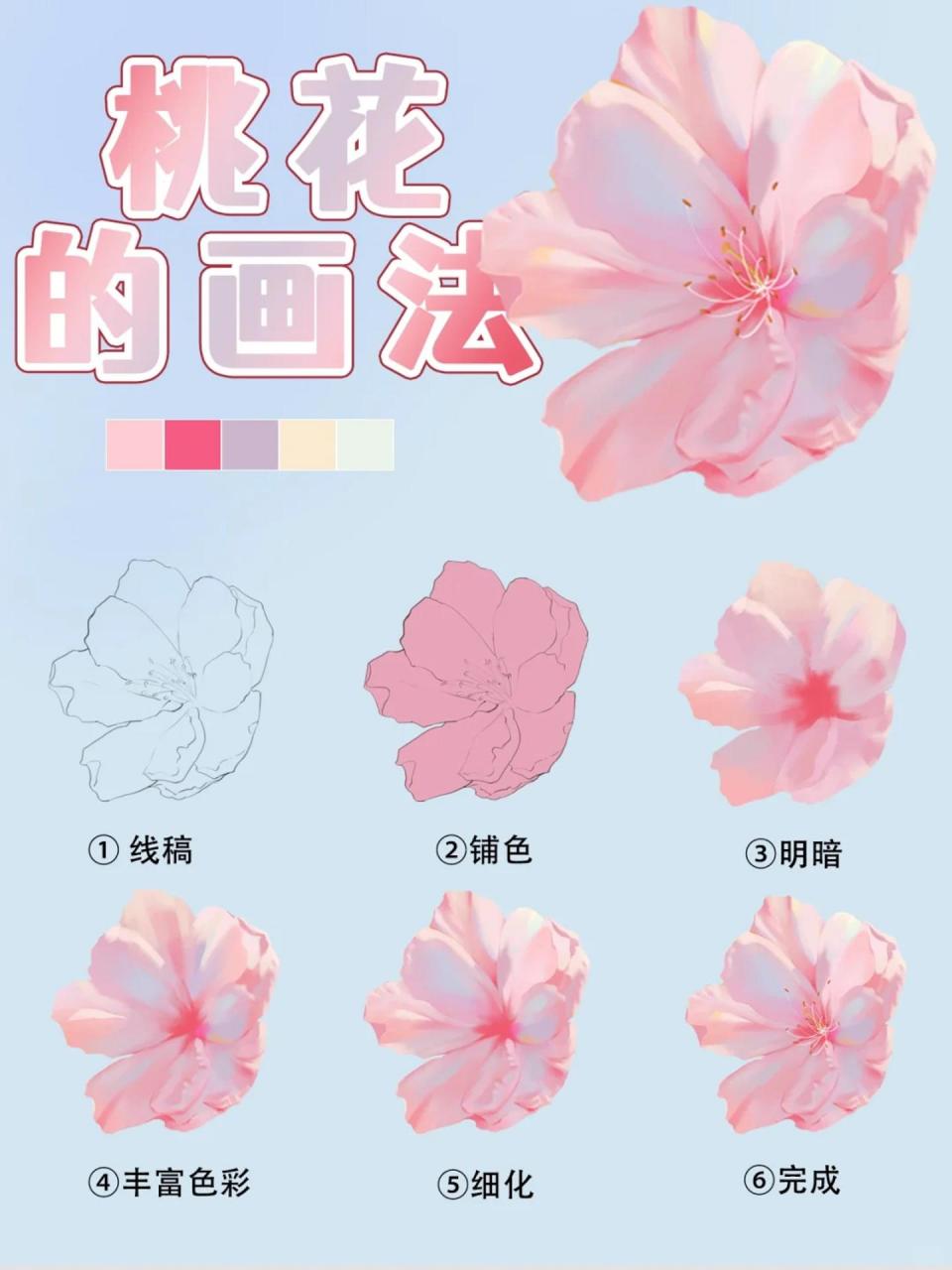 水墨画桃花画法步骤图片