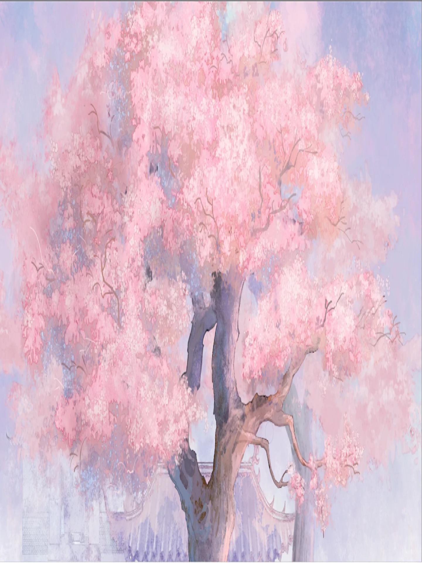 一个简单的桃花树绘画过程