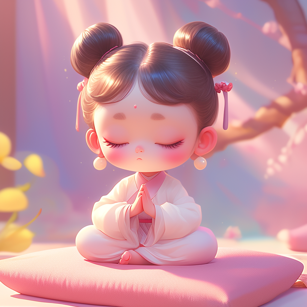 头像 | 心灵静谧 在这张图片里,一个可爱的小女孩坐在垫子上打坐.