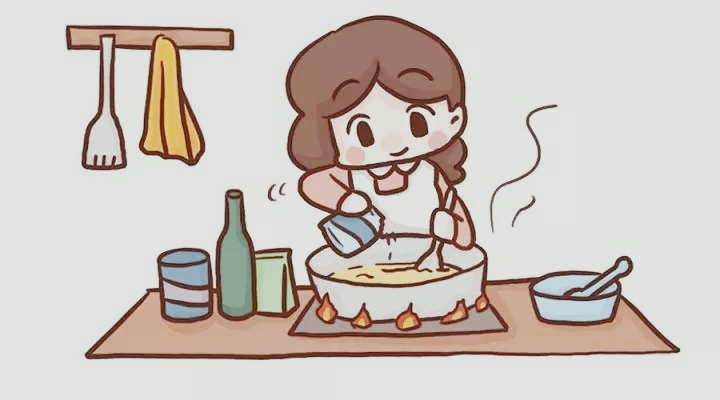 记得小时候我早上起床后时间不早了,就直接去厨房做饭了