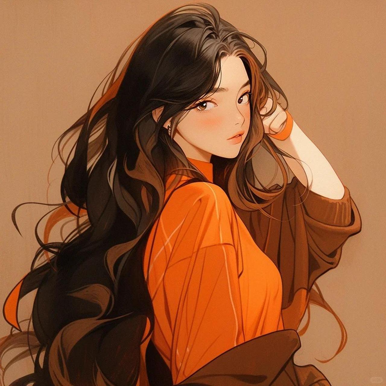 极简主义|女生头像,橙色心情