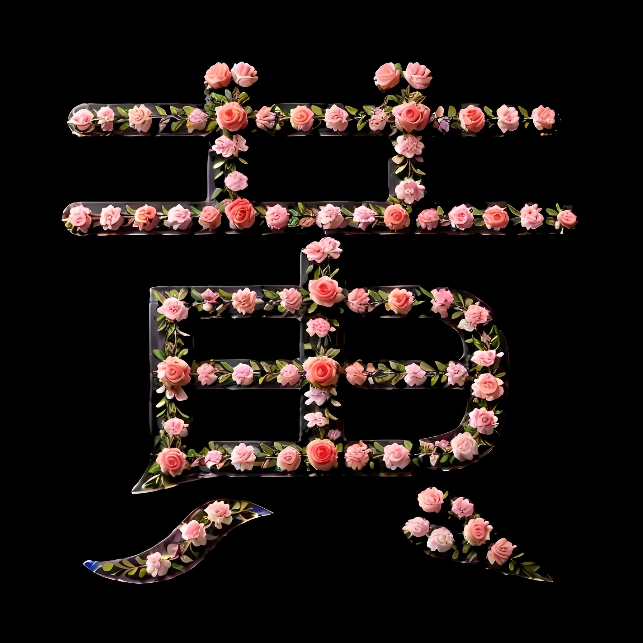 独特的玫瑰花姓氏头像艺术字